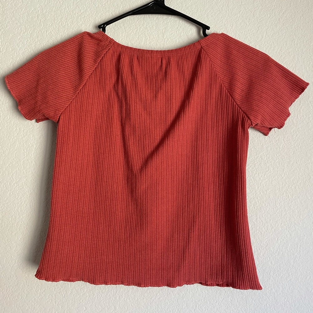 White fawn textured square neck girls tee - Picture 2 of 3